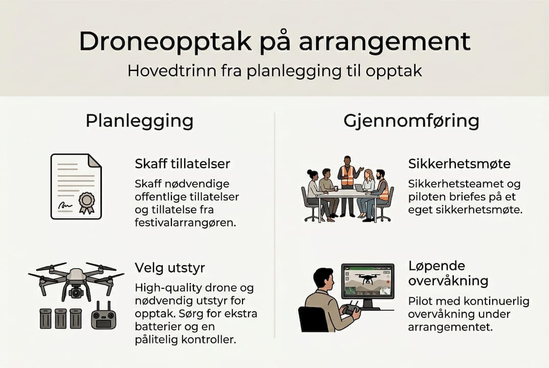 Slik filmer du en konsert med drone – steg for steg infografikk