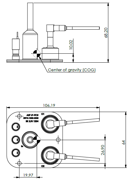 AST LP-FCU dimension drawing with center of gravity
