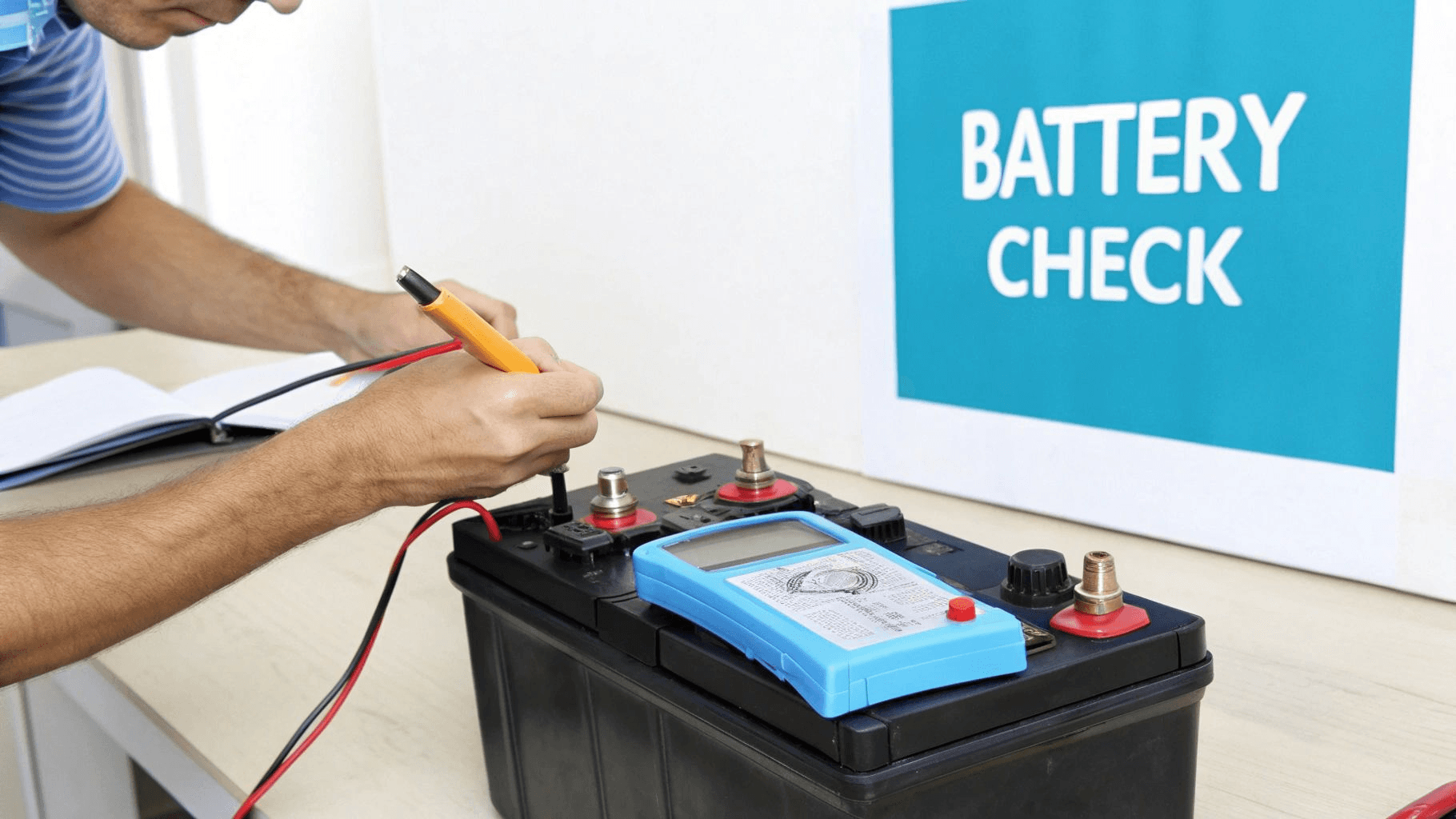 a man checking a home backup battery