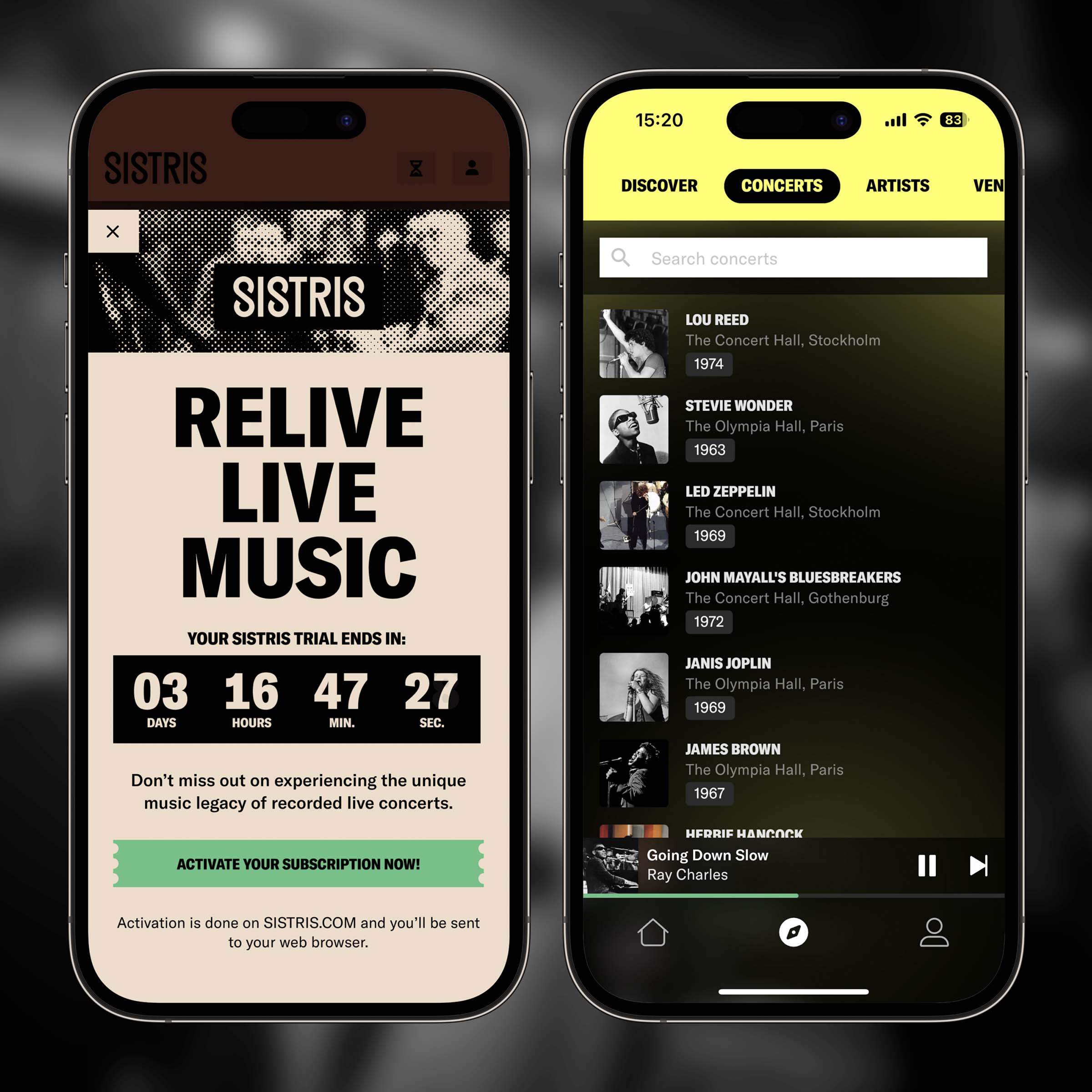 Sistris - Relive live music for iOS & Android