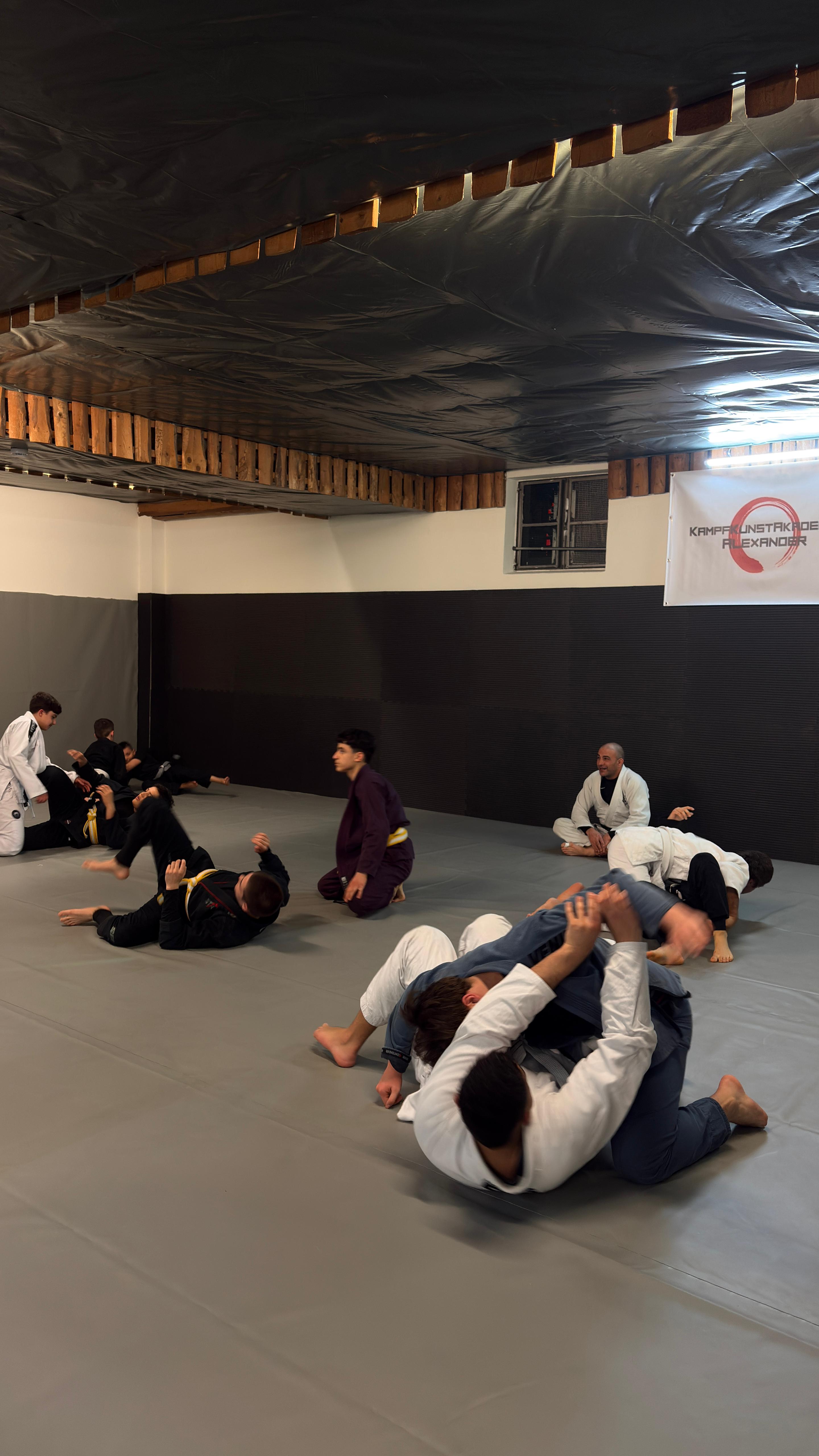 Demonstration von Selbstverteidigungstechniken im Training