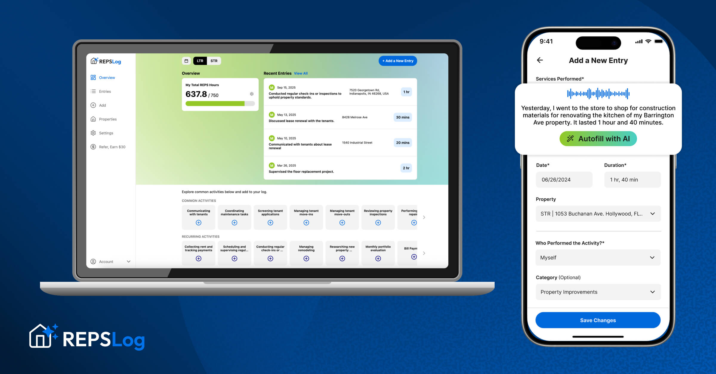 REPSLog Track Material Participation