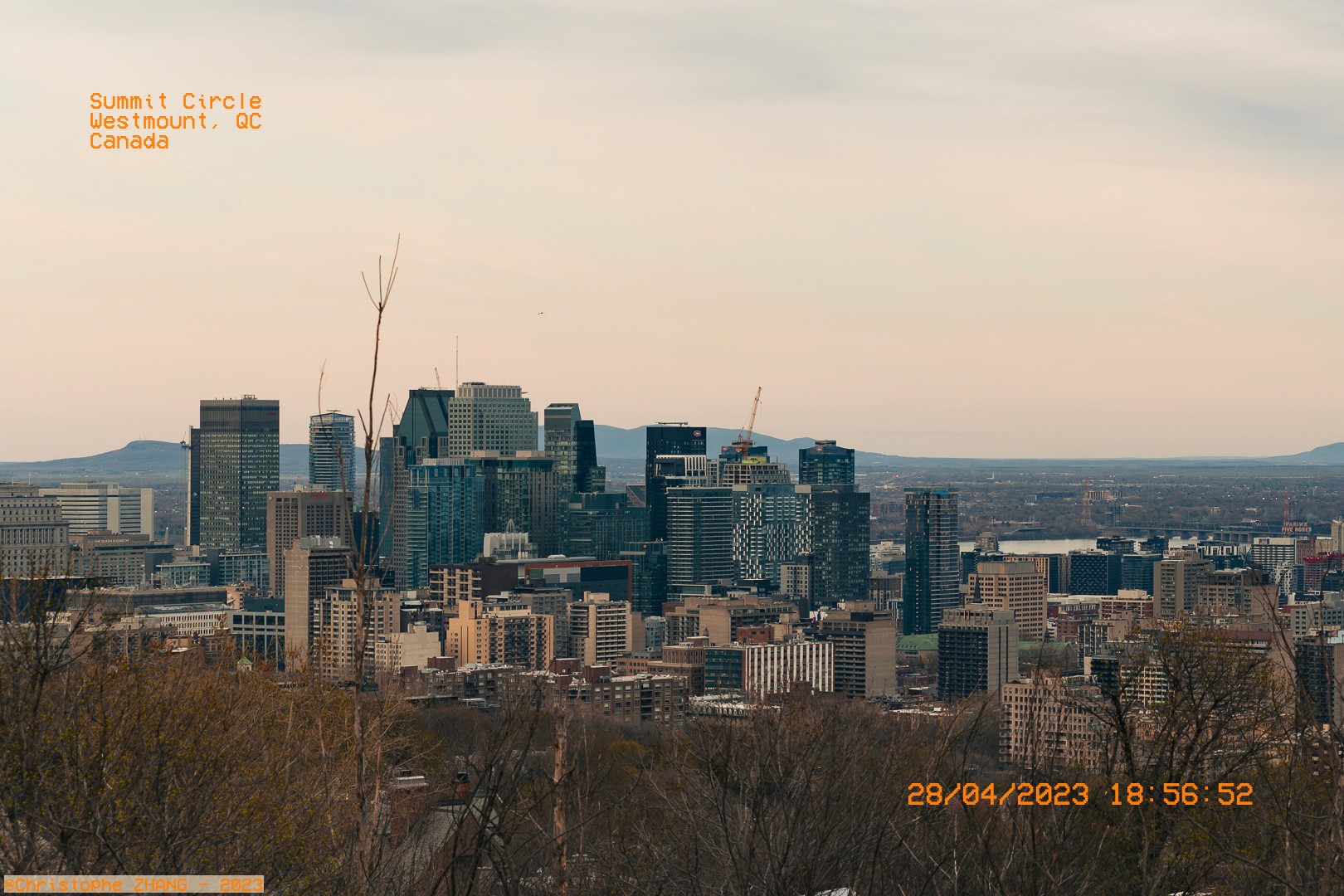 Vue panoramique sur le centre-ville de Montréal depuis Westmount.