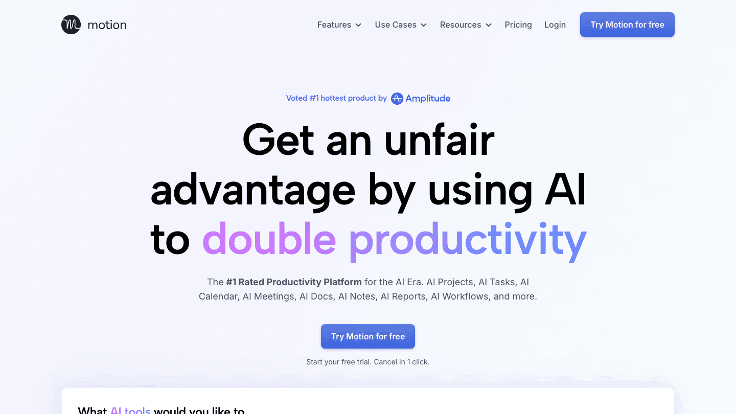 Motion AI task scheduling app