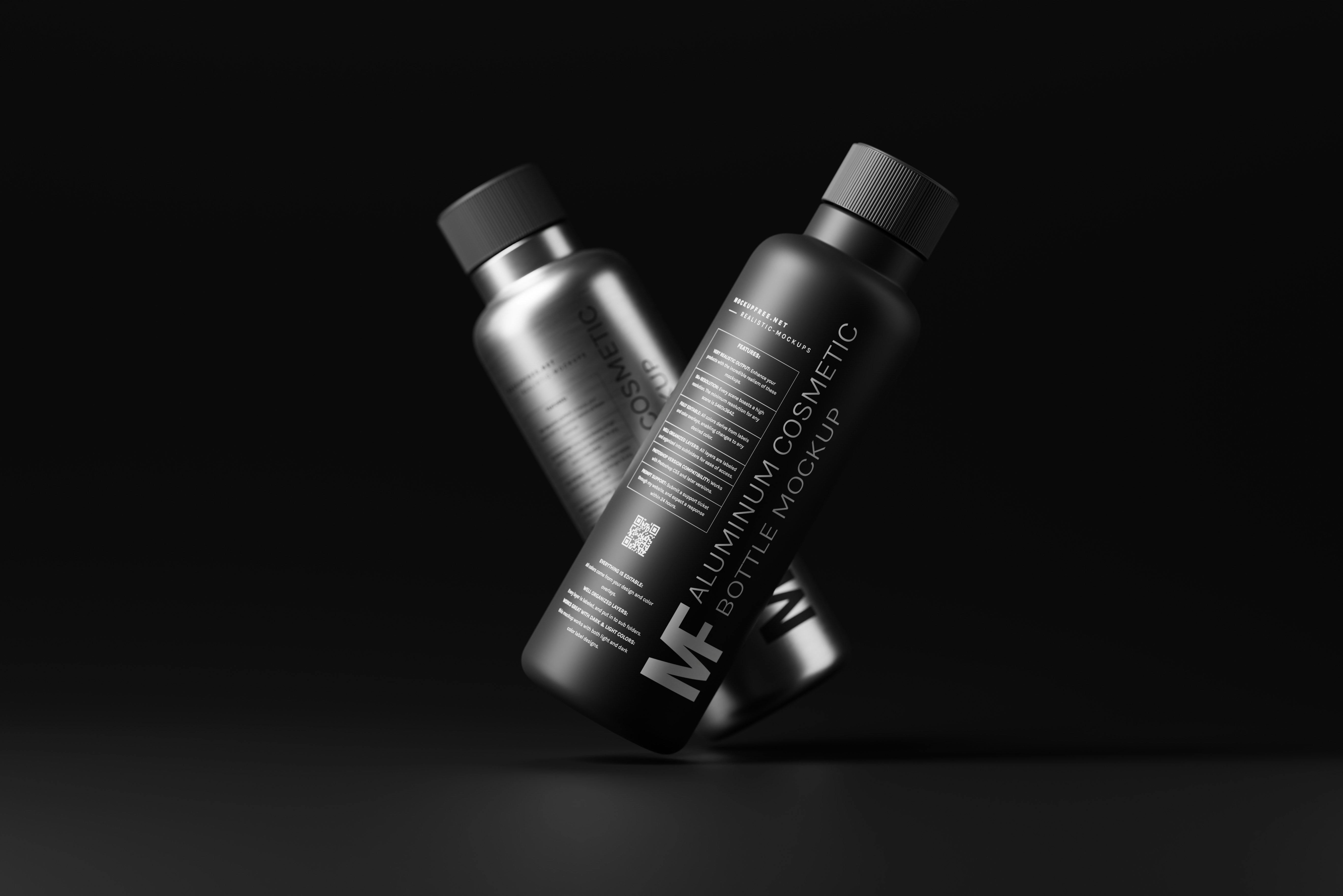 two bottles of deodorant on a black background