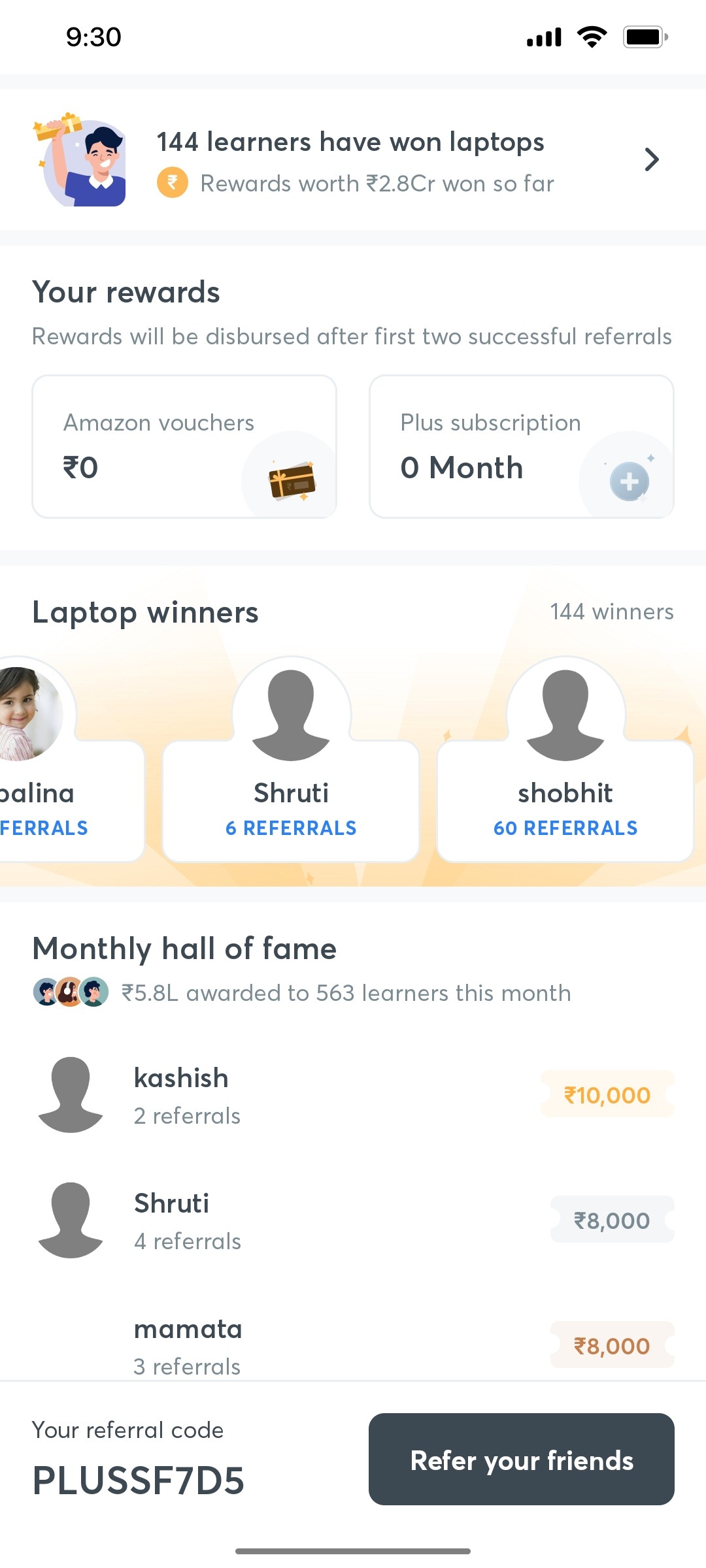 Unacademy Your Reward Screen