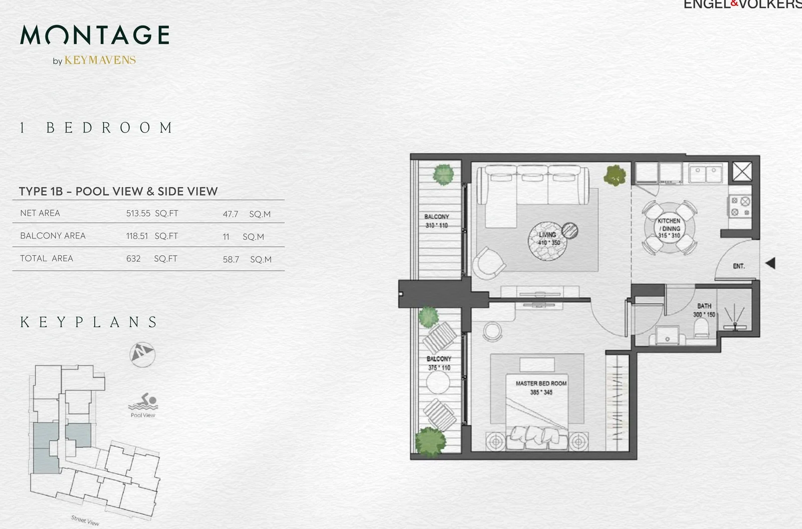 Montage by KeyMavens Floor Plan 1BR