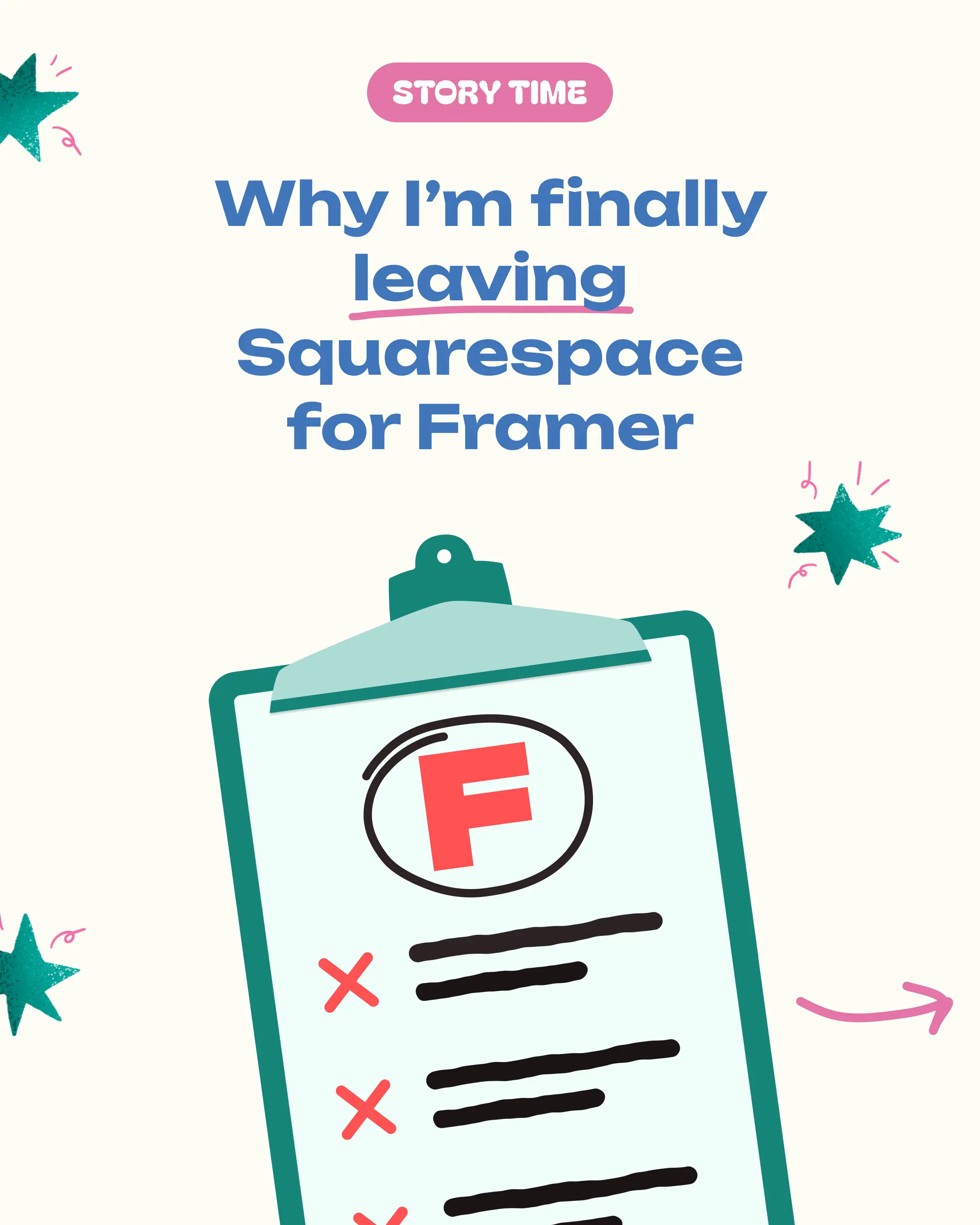 Instagram post on why I moved from Squarespace to Framer
