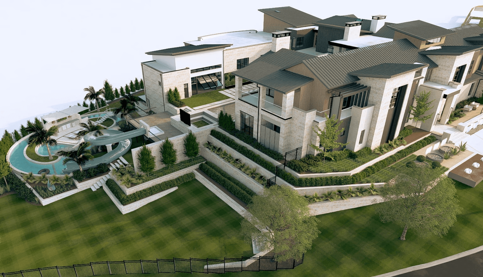 Grading and Retaining Walls Landscape Design for Westlake Property. 