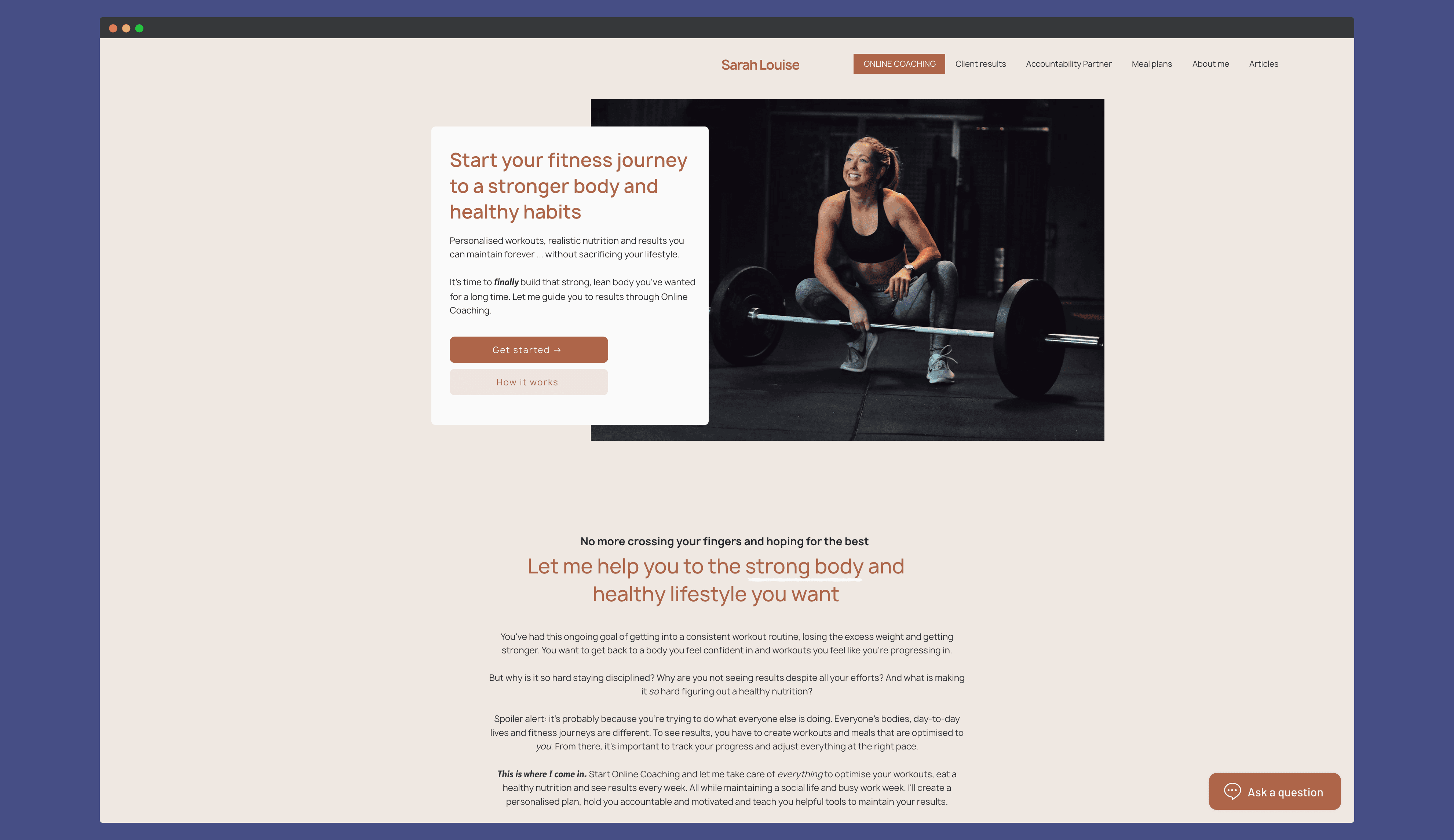 An image of https://www.sarahlouisetraining.co.uk/ website