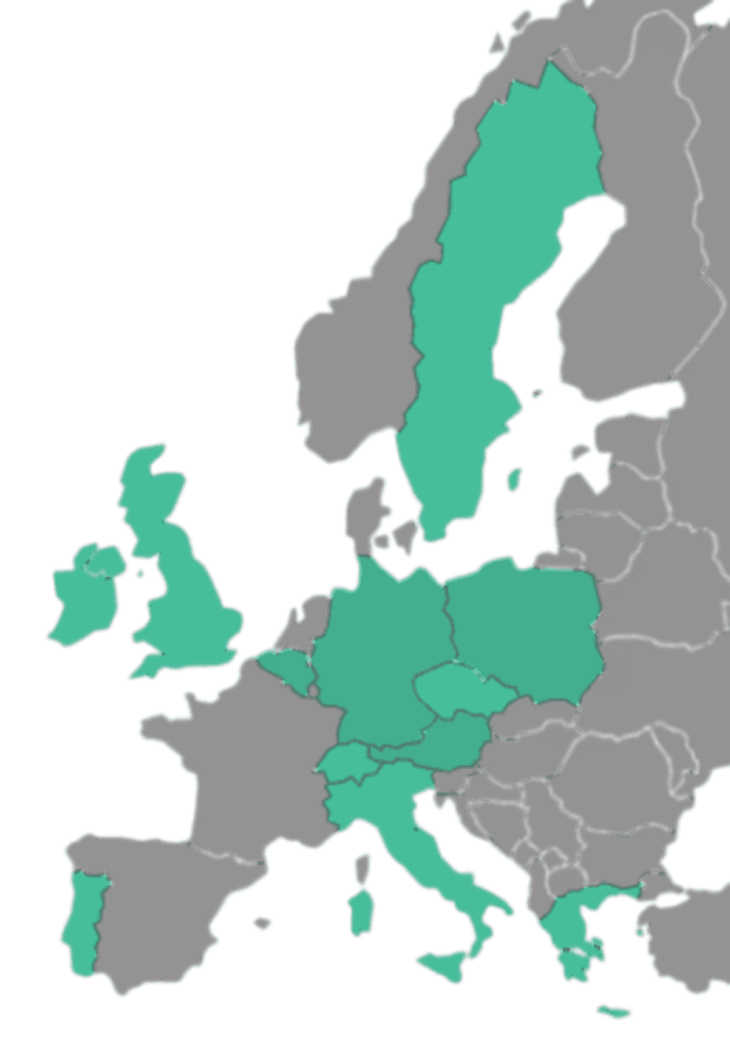 Map of Europe: reach of the Accessory Navigator in more than 12 countries