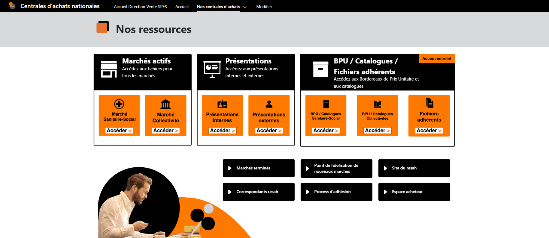 nos ressource section on sharepoint intranet for orange