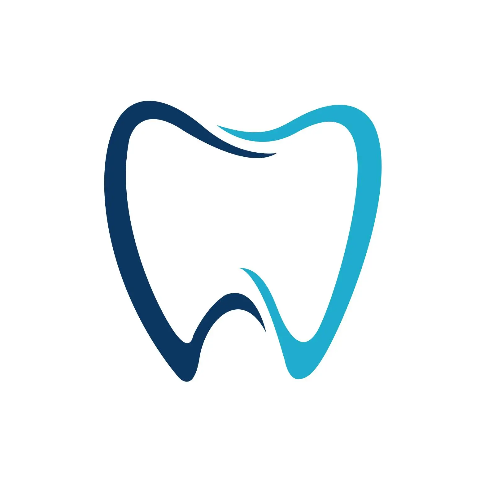 Logo van IB SMILE, een tandenbleker specialist in Amsterdam, met een minimalistische ontwerp van een tand in blauwe kleuren.