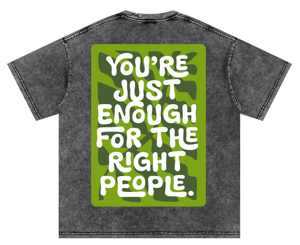 Grey tshirt with white text