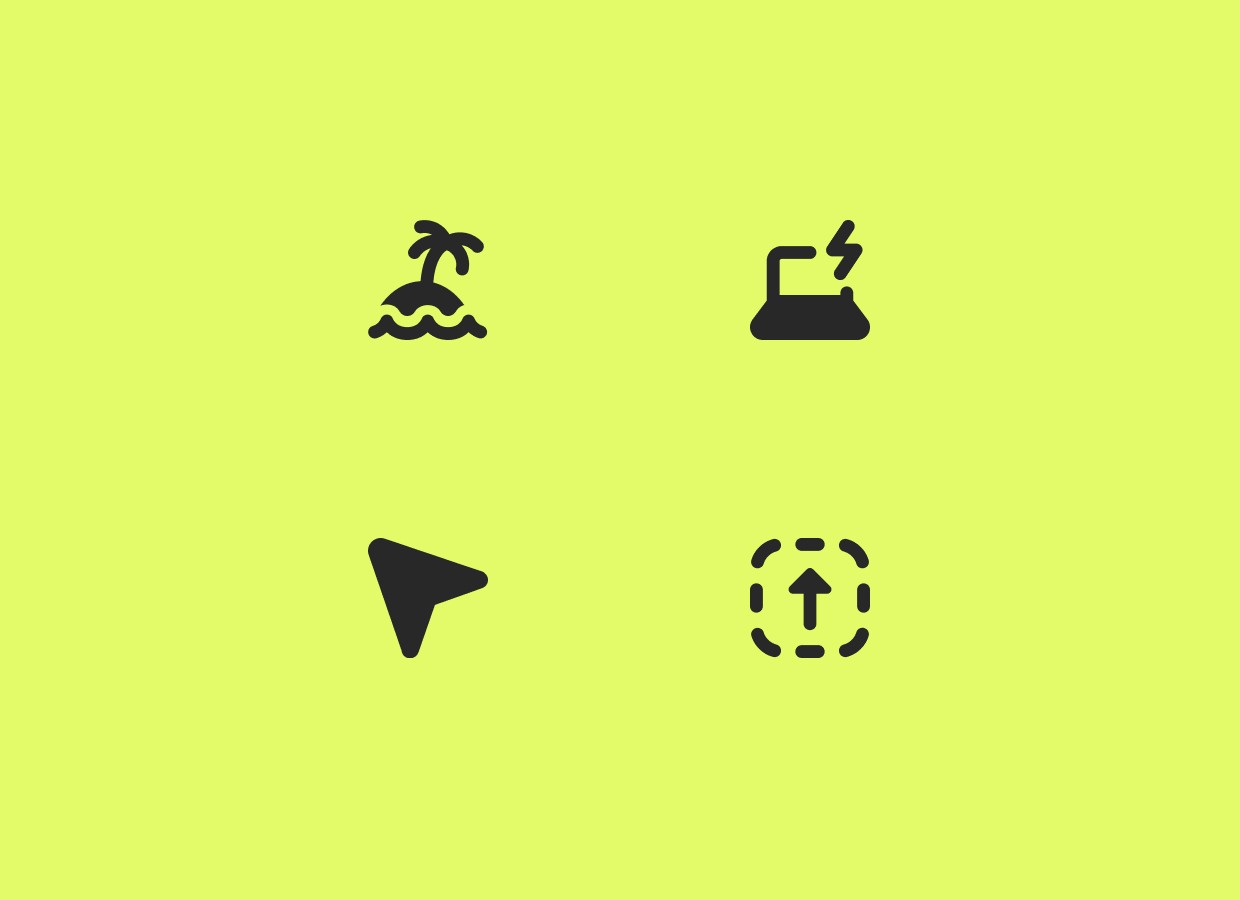 Black icons on lime background