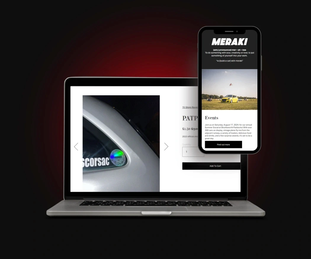 Meraki website mockup