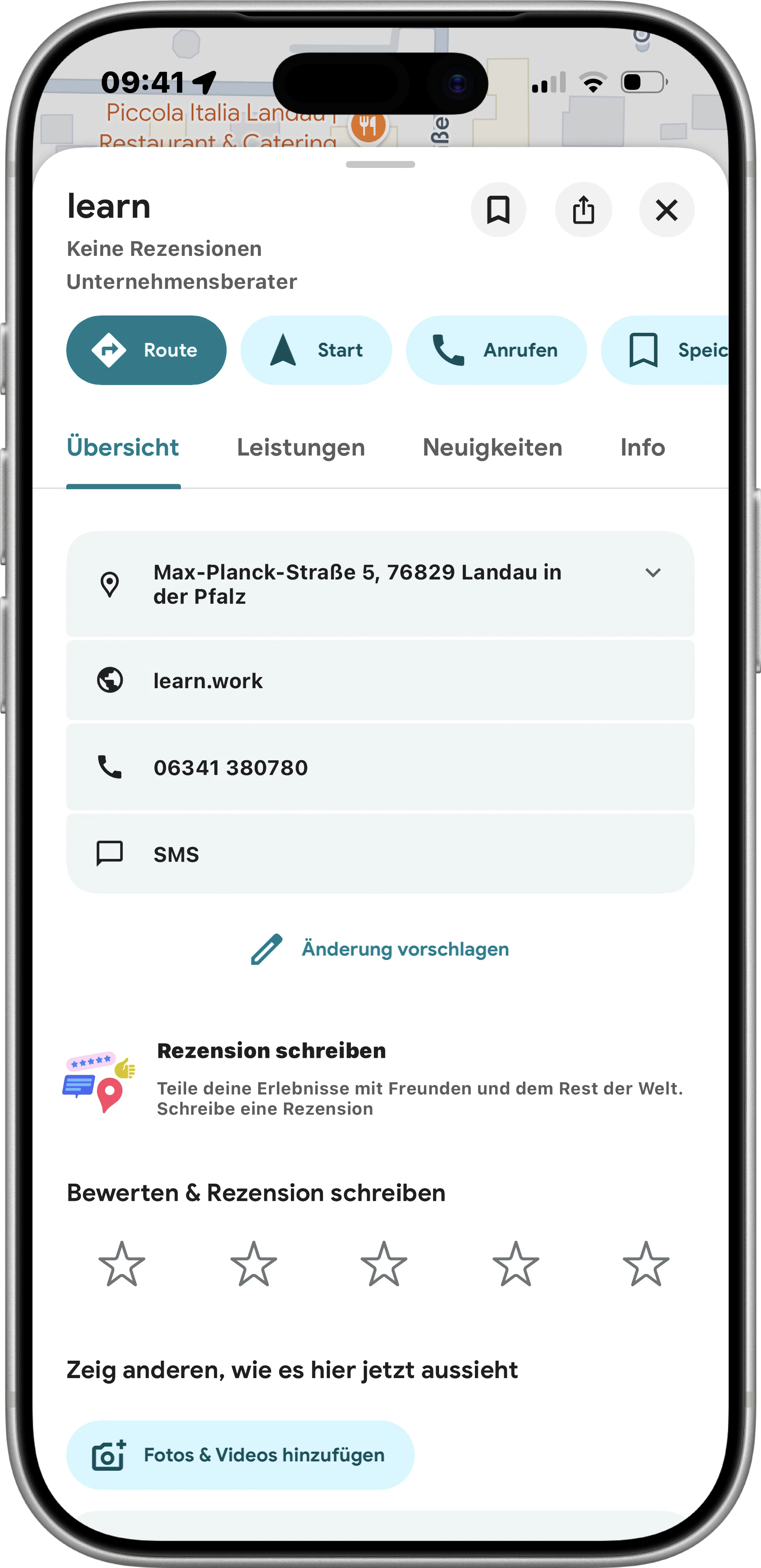 iPhone-Mockup Google Maps Vorher