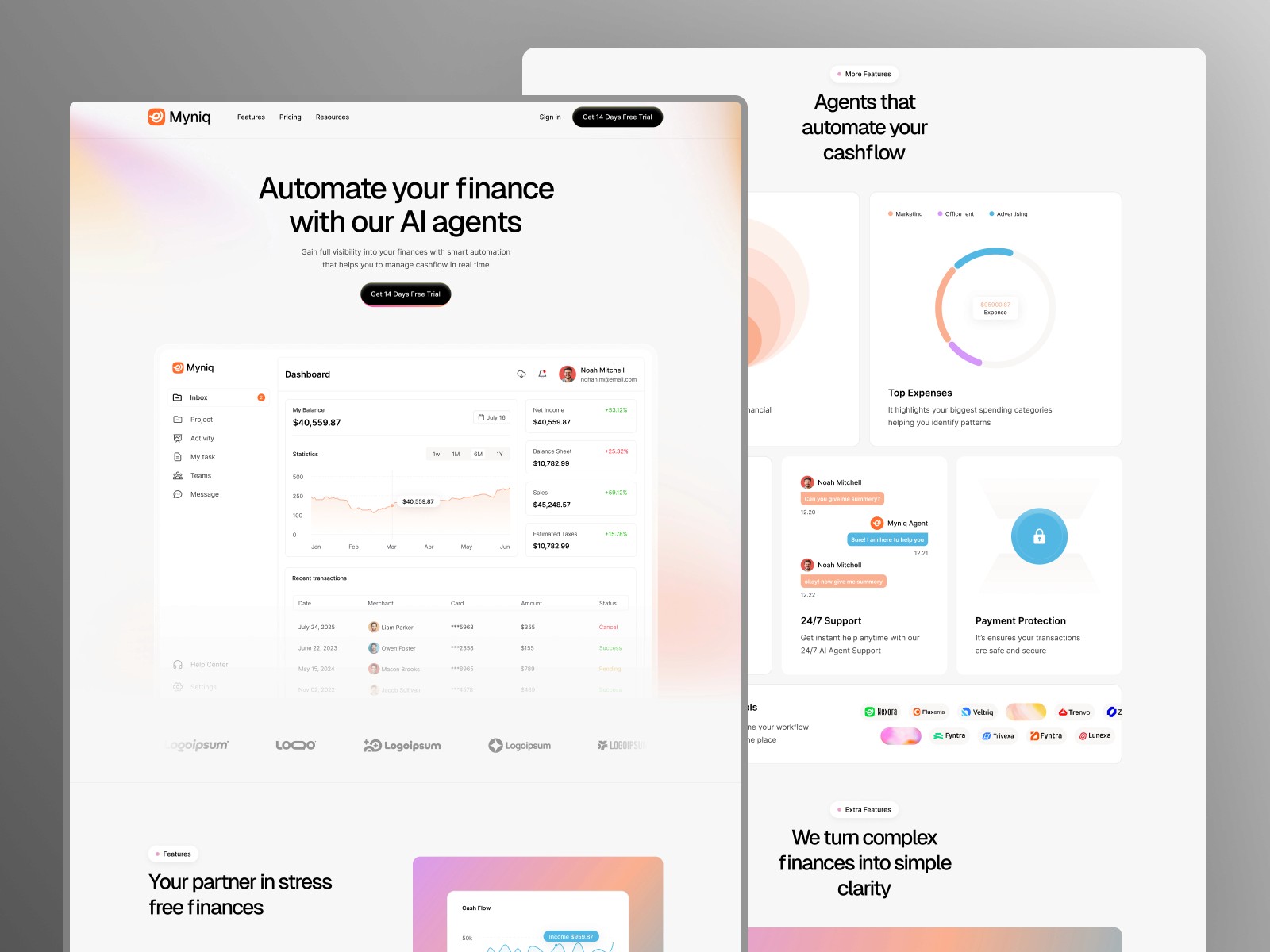Myniq — 极简现代 AI 产品官网设计灵感