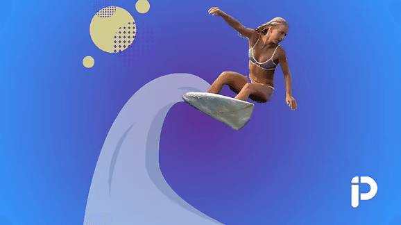 Illustrated figure surfing a wave representing nonprofit leaders riding the wave of innovation