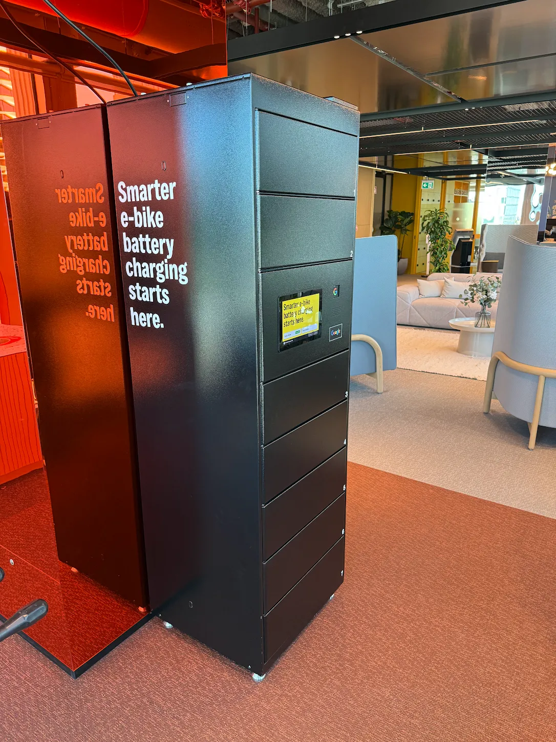 PowerShelter SmartShelter e-bike battery charging unit installed at Google Amsterdam office