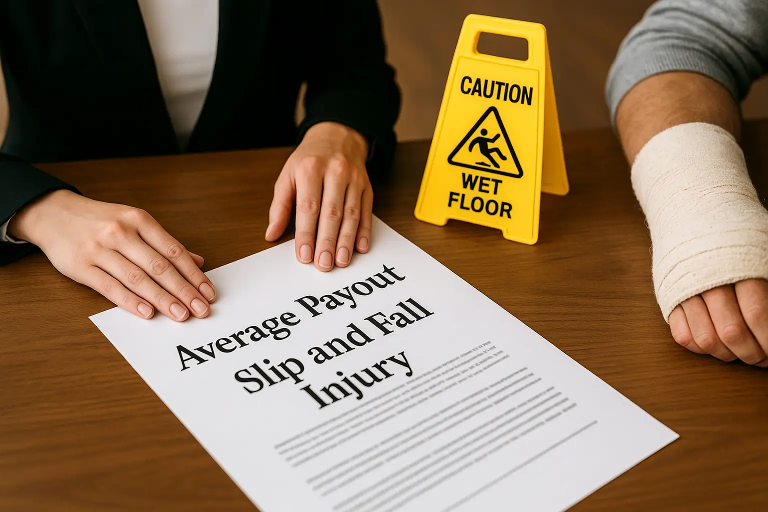 Average Payout for Slip and Fall Injury document in personal injury lawyer office