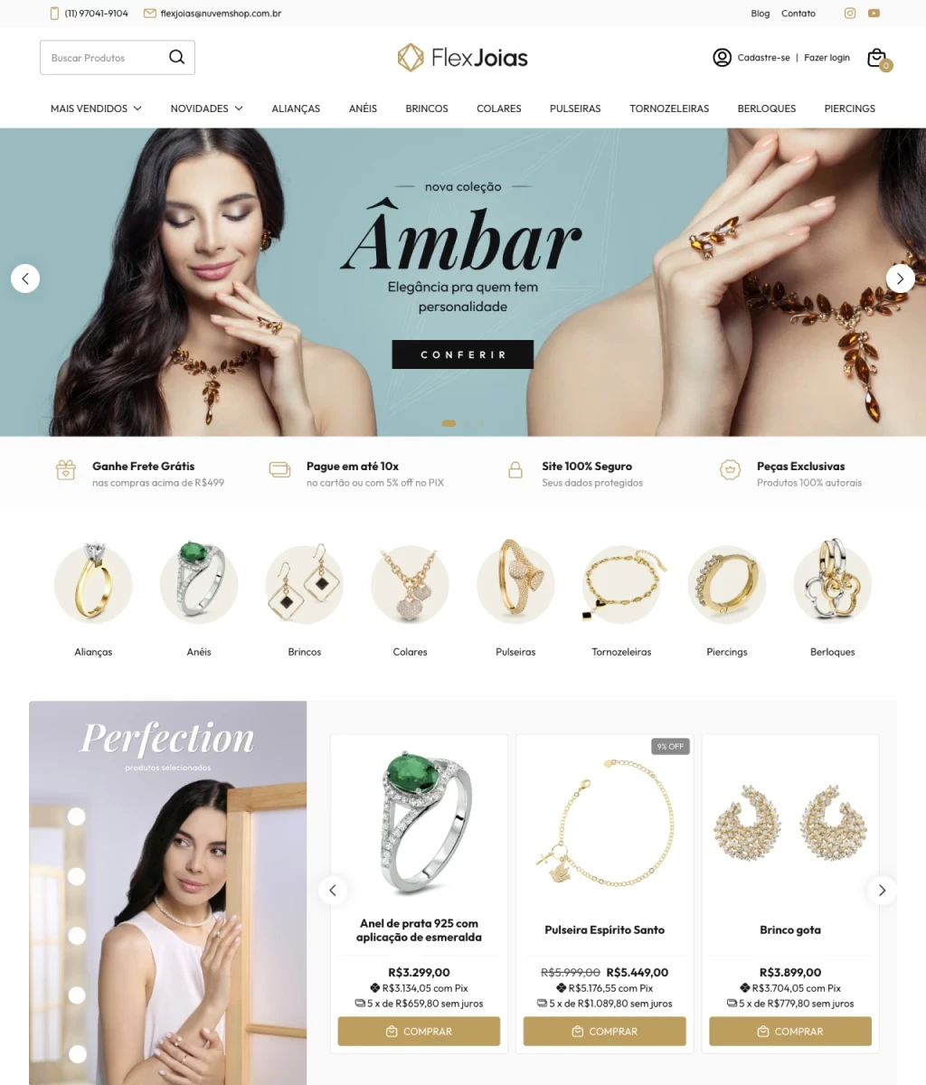 Modelo de loja virtual de semijoias