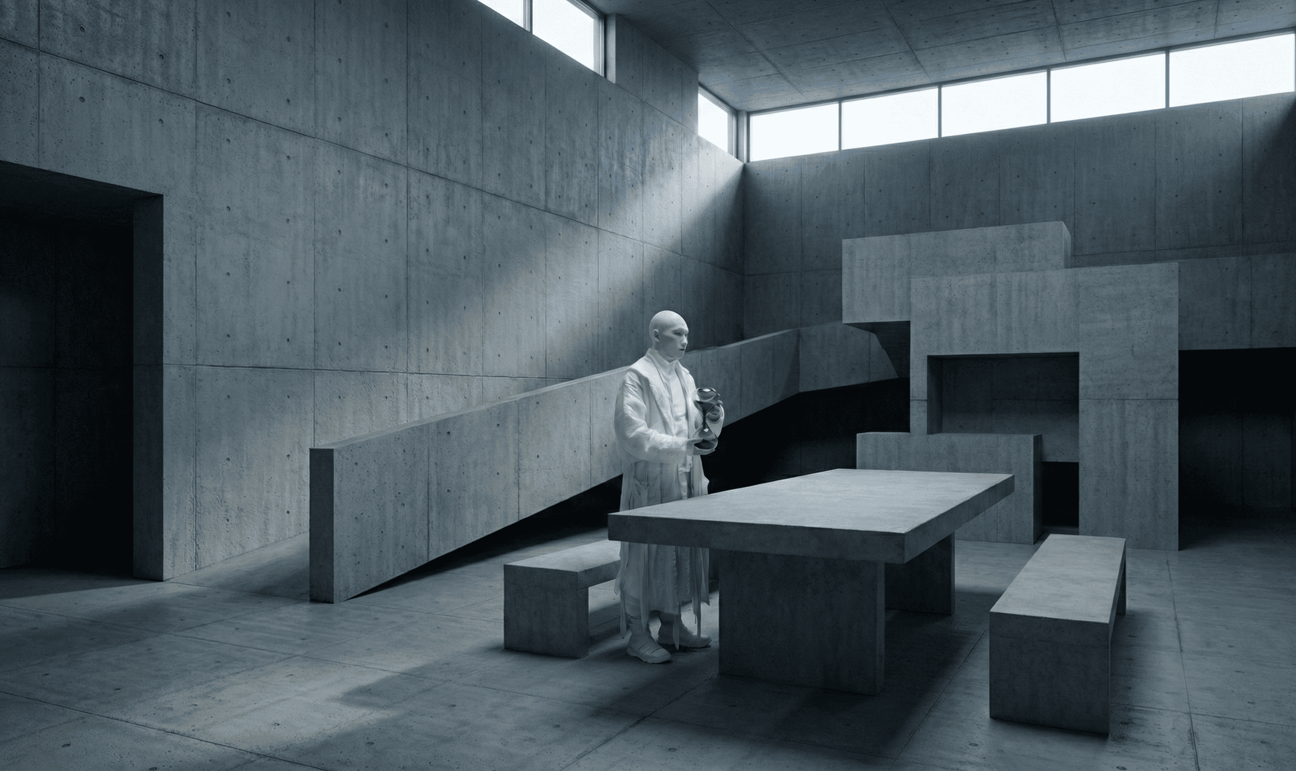 a man wearing headphone sitting on a cube chair