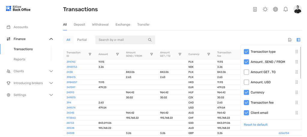 Transactions Tab