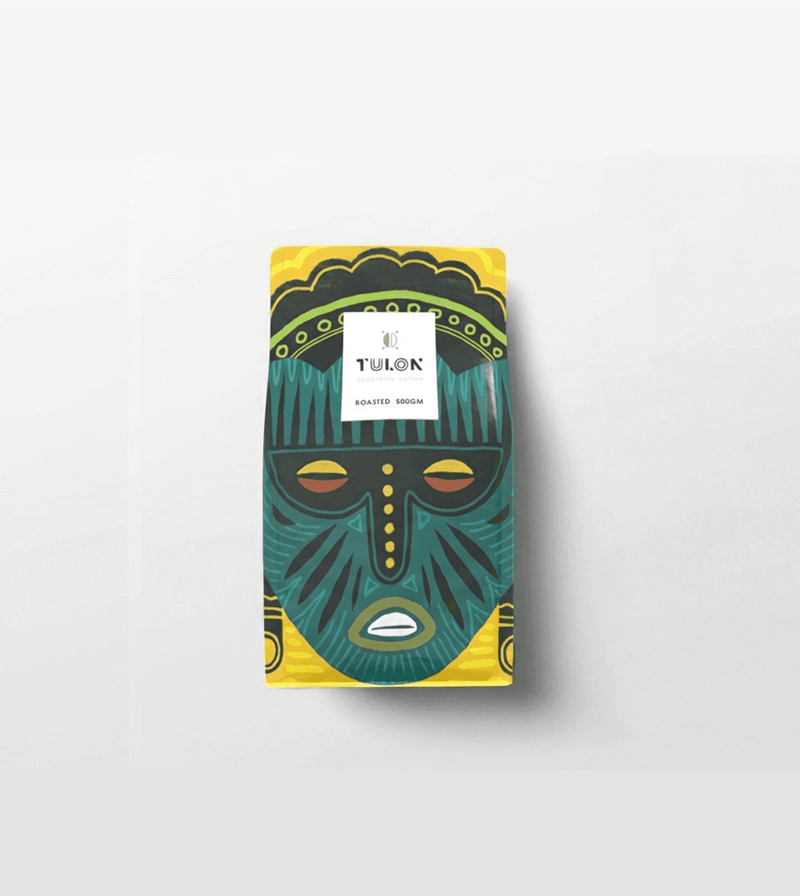 Tulon Kenyan coffee brand identity by BMEG, featuring earthy sophisticated tones, cultural accents, and AI-driven product photography that celebrates ancestral heritage and origin pride.