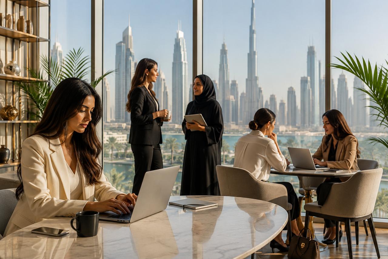 Women discussing business setup in Dubai