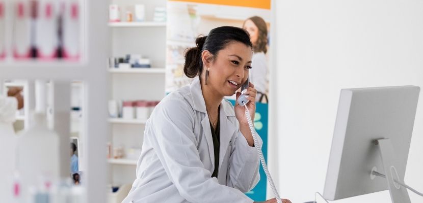 Pharmacist on phone