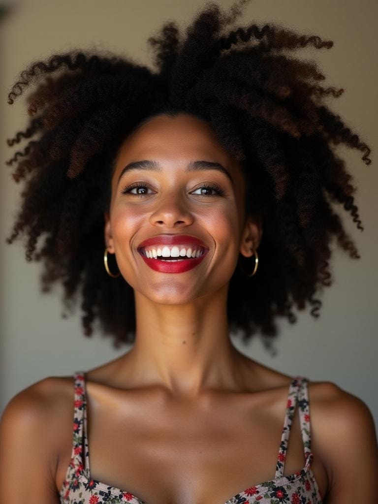 frican curly-haired girl inspired by a random face about the ancient Sahara forest.