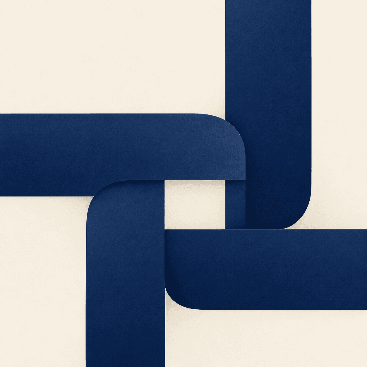 Abstract interlocking forms representing authority across a connected patient journey
