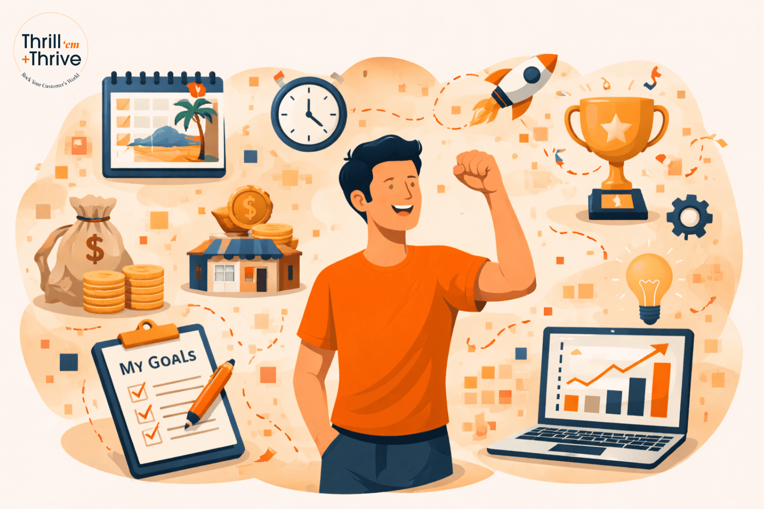 Graphic-of-a-celebratory-man-surrounded-by-achievement-icons-like-a-trophy-rising-charts-and-goal-checklists-highlighting-the-personal-success-and-milestones-of-building-a-business.