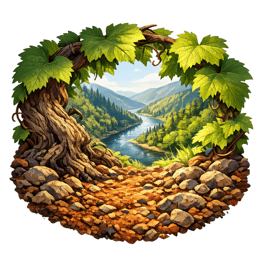 Detailed graphic of the Umpqua Valley wine region.