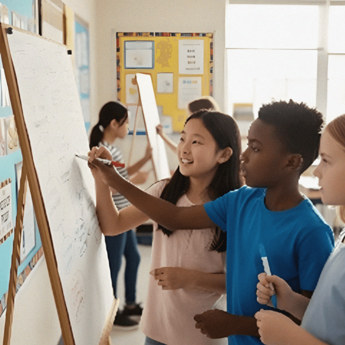 students collaborating in a multilingual learning environment