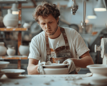 Young male pottery maker