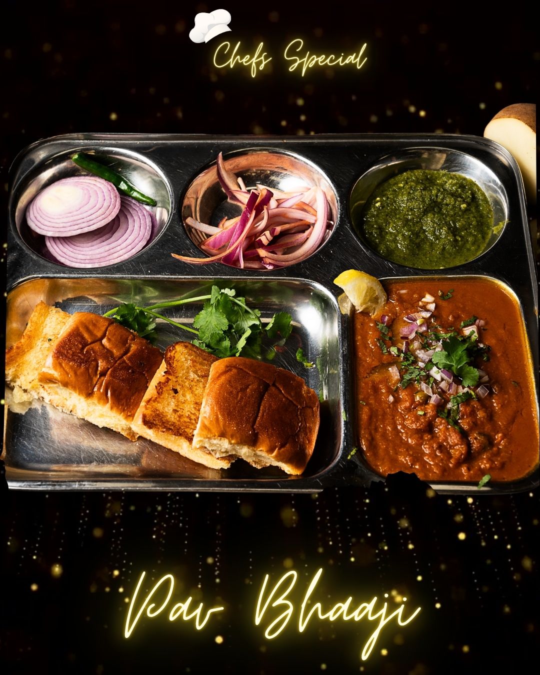 Spicy Pav Bhaji — Mumbai street food served at Ustaad G76 Indian restaurant BC