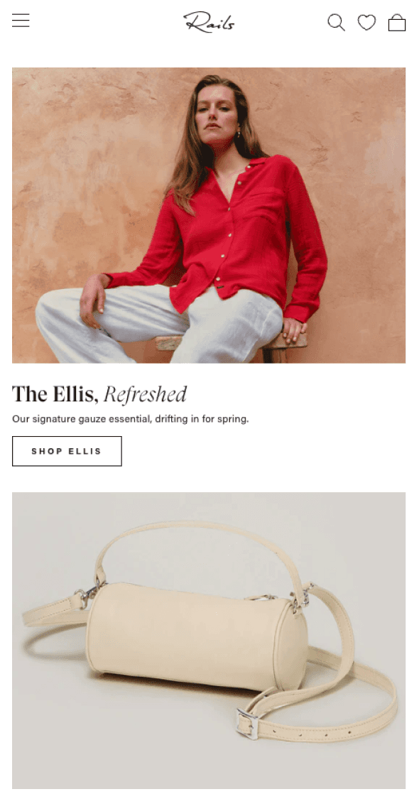 Mobile featured products section highlighting apparel and accessories