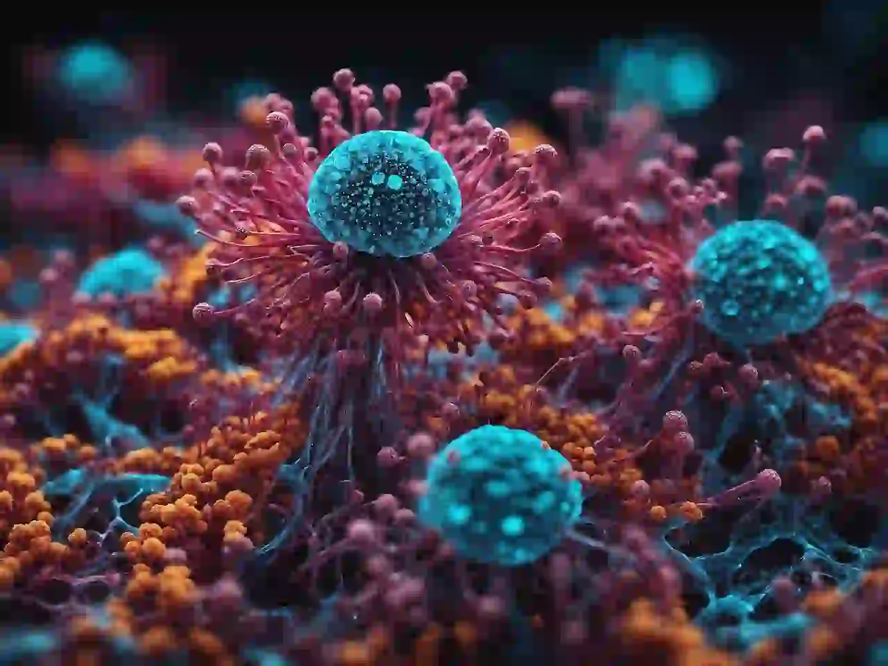 Soft pink and orange gradient with dreamy, ethereal lighting effects