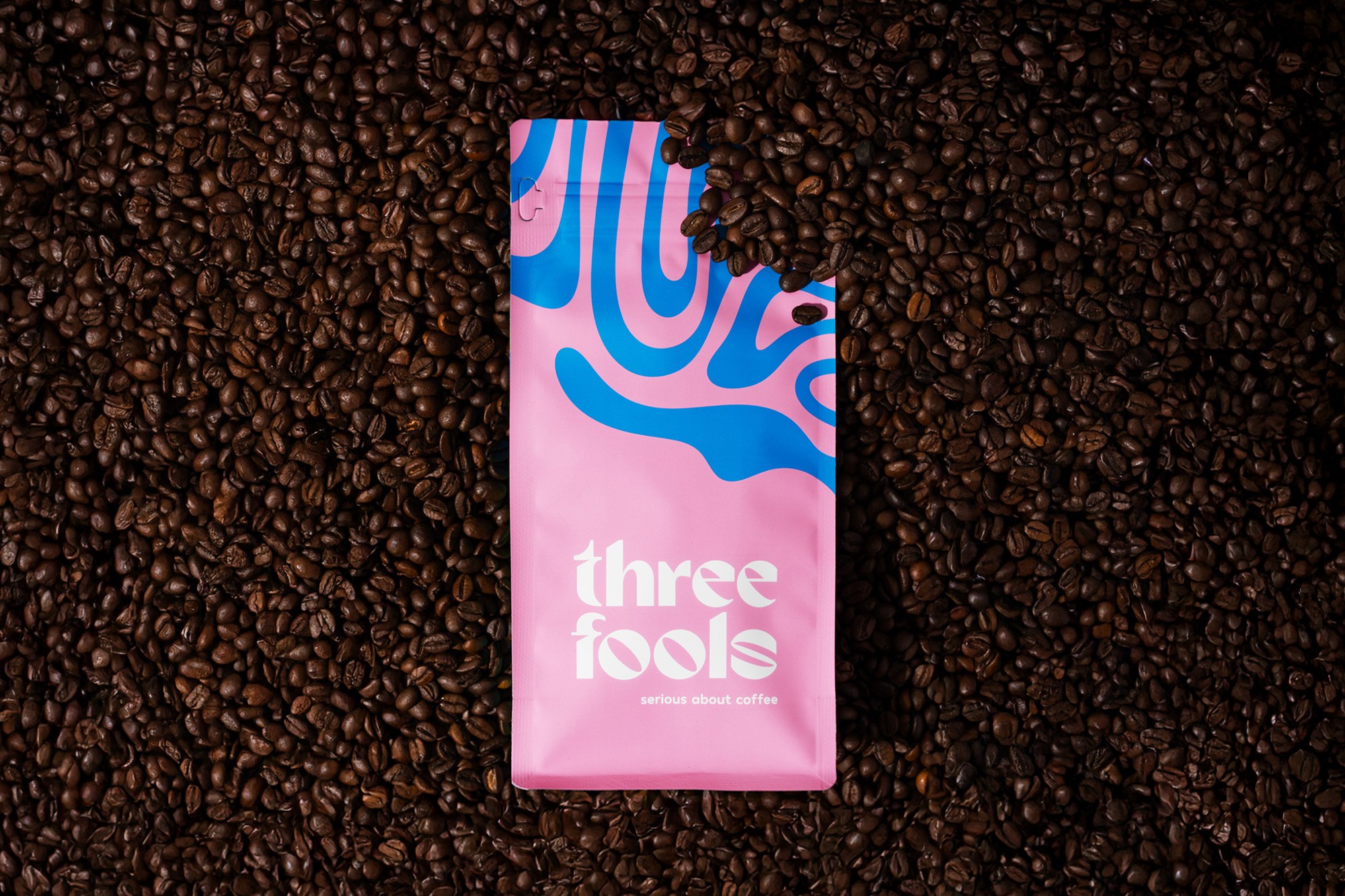 vibrant pink coffee packaging