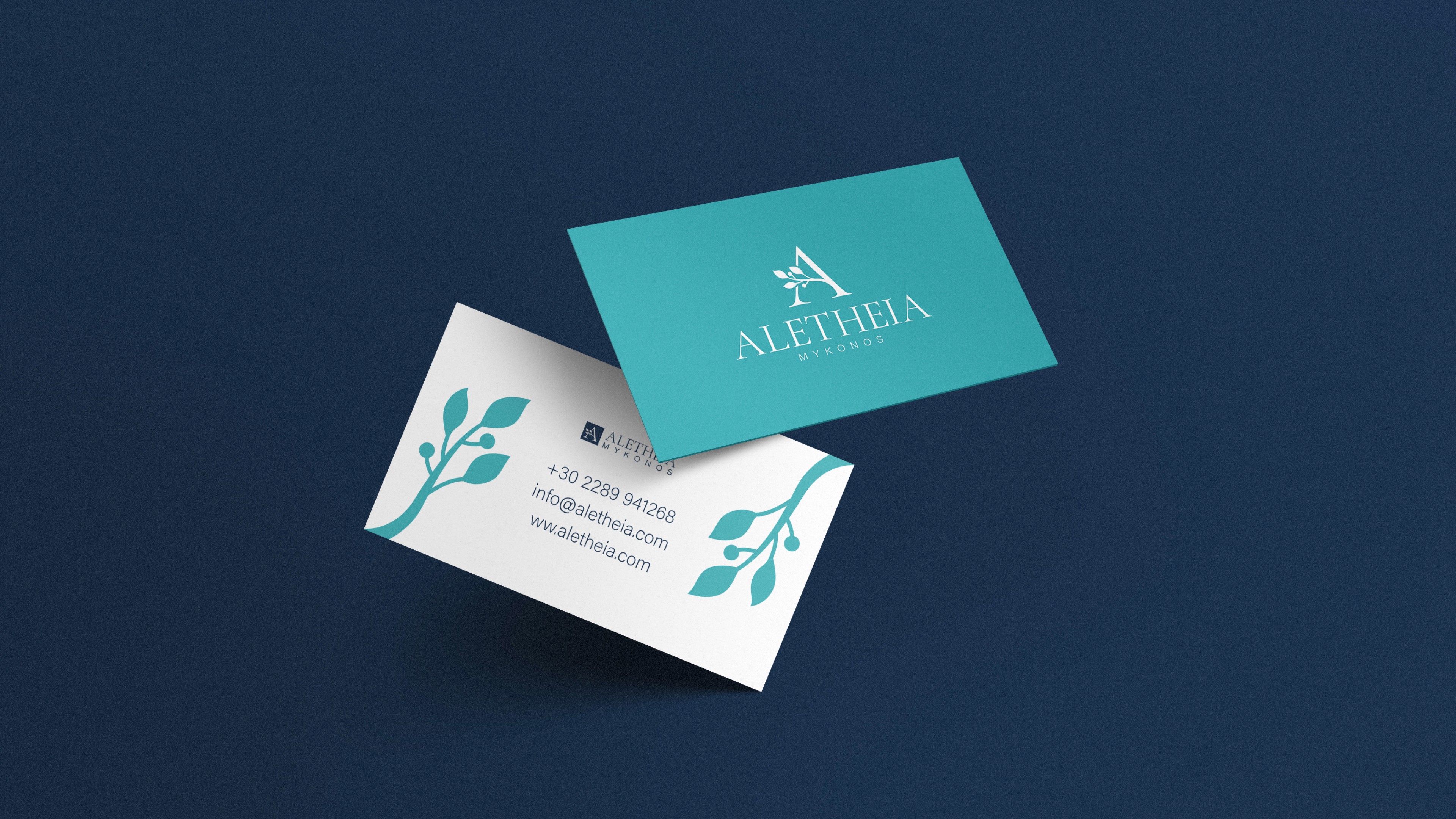 Business card mockups for Aletheia Hotel Mykonos
