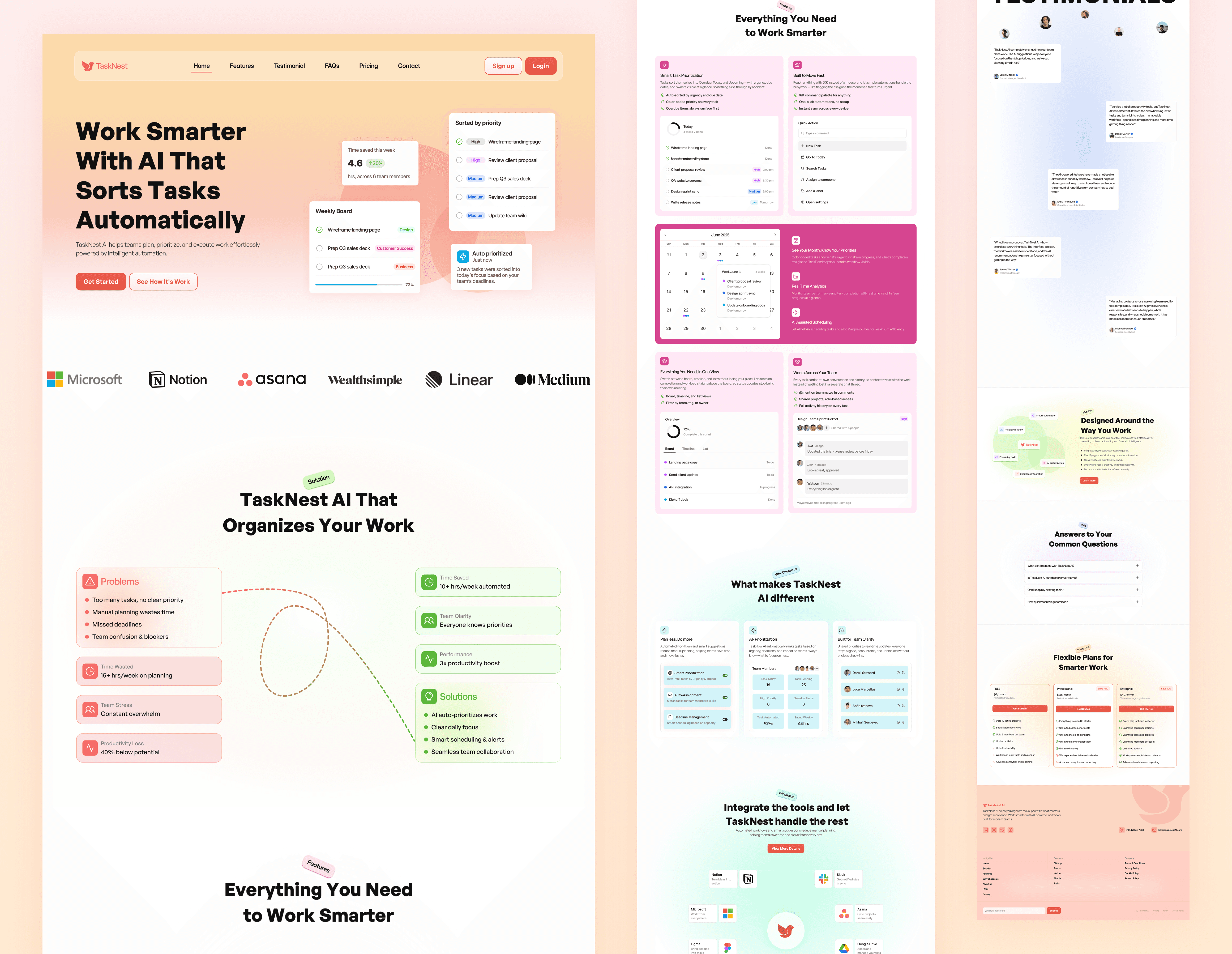 Full Landin Page, TaskFlow AI, Product Design, Web Design, Web Site, #Zahravisuals