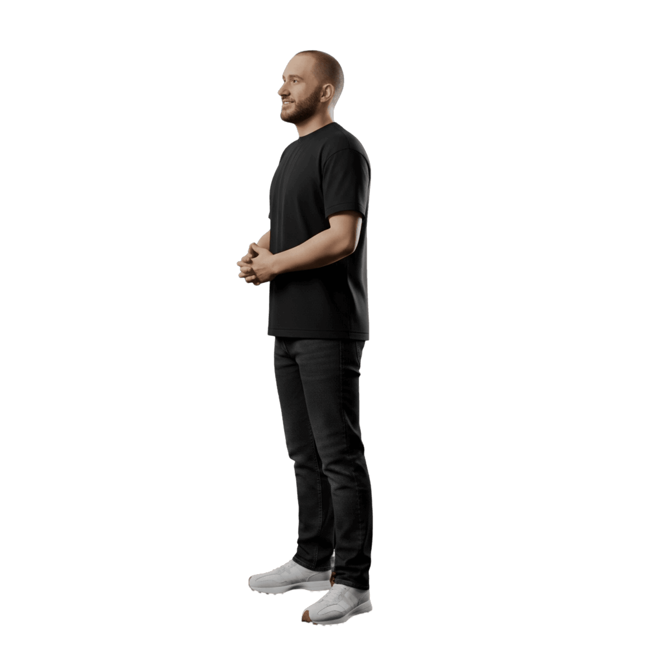 Senior UX designer standing with crossed arms in a studio workspace, reflecting experience in product design, design systems, and UX leadership.