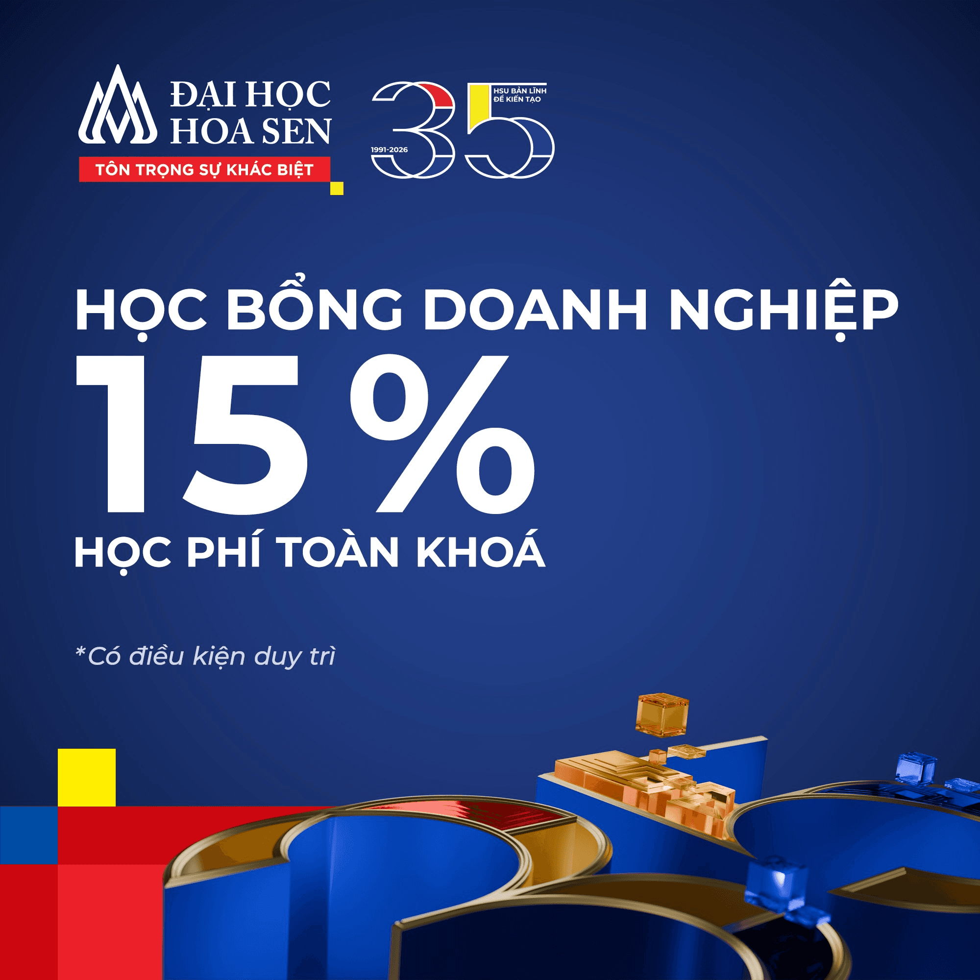 Học bổng Doanh nghiệp HSU 2026: Nhận ngay 15% học phí toàn khóa