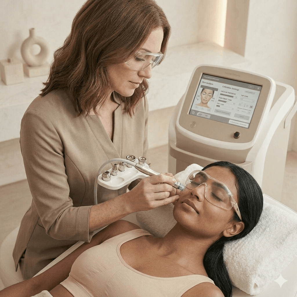 Forehead Line Treatment Being Performed