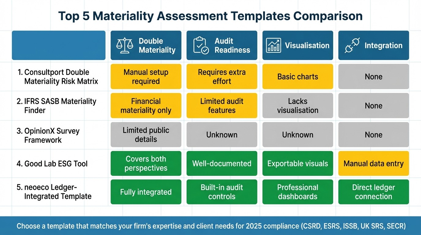 Materiality Assessment Templates Comparison: Features and Capabilities 2025
