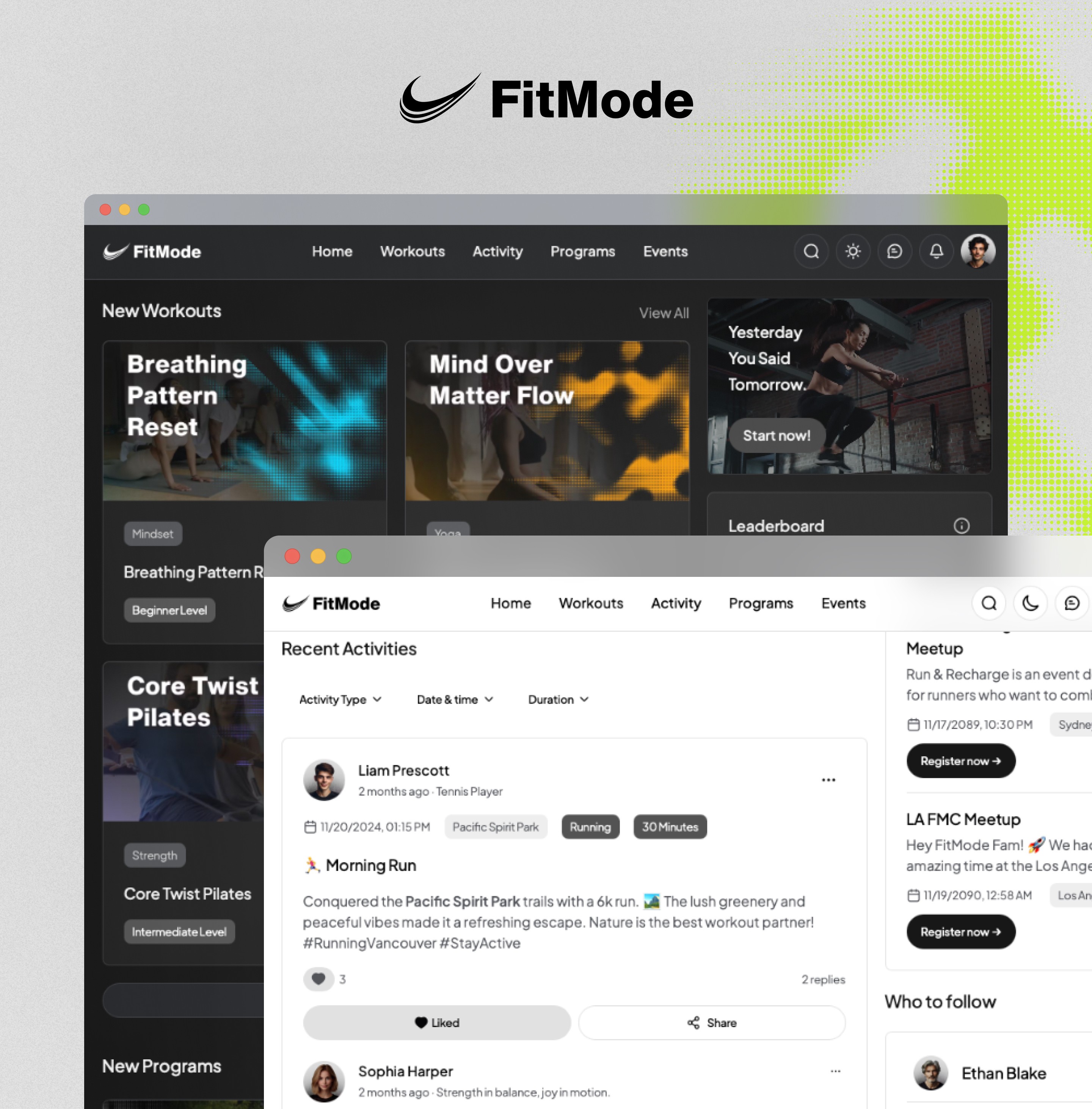 Community Website Template Design - Fitmode