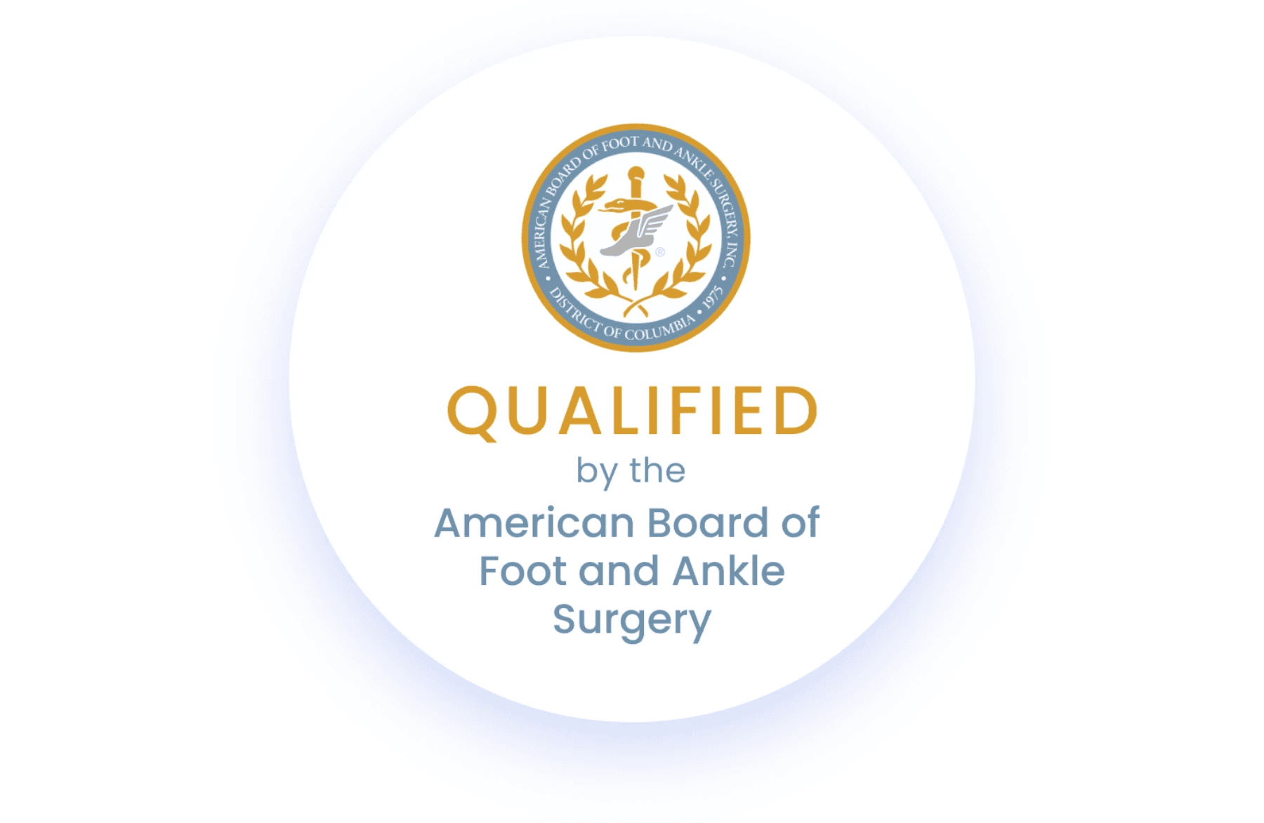 Illustration of Badge showing American Board of Foot and Ankle Surgery Qualification