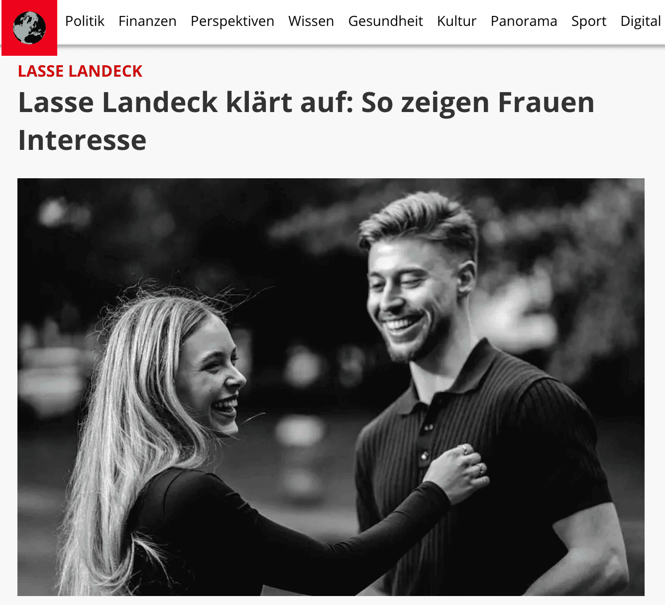 Mann und Frau lachen, Flirt, Interesse zeigen, Ratgeber von Lasse Landeck